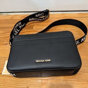Michael Kors Logo Strap Crossbody Black Bag